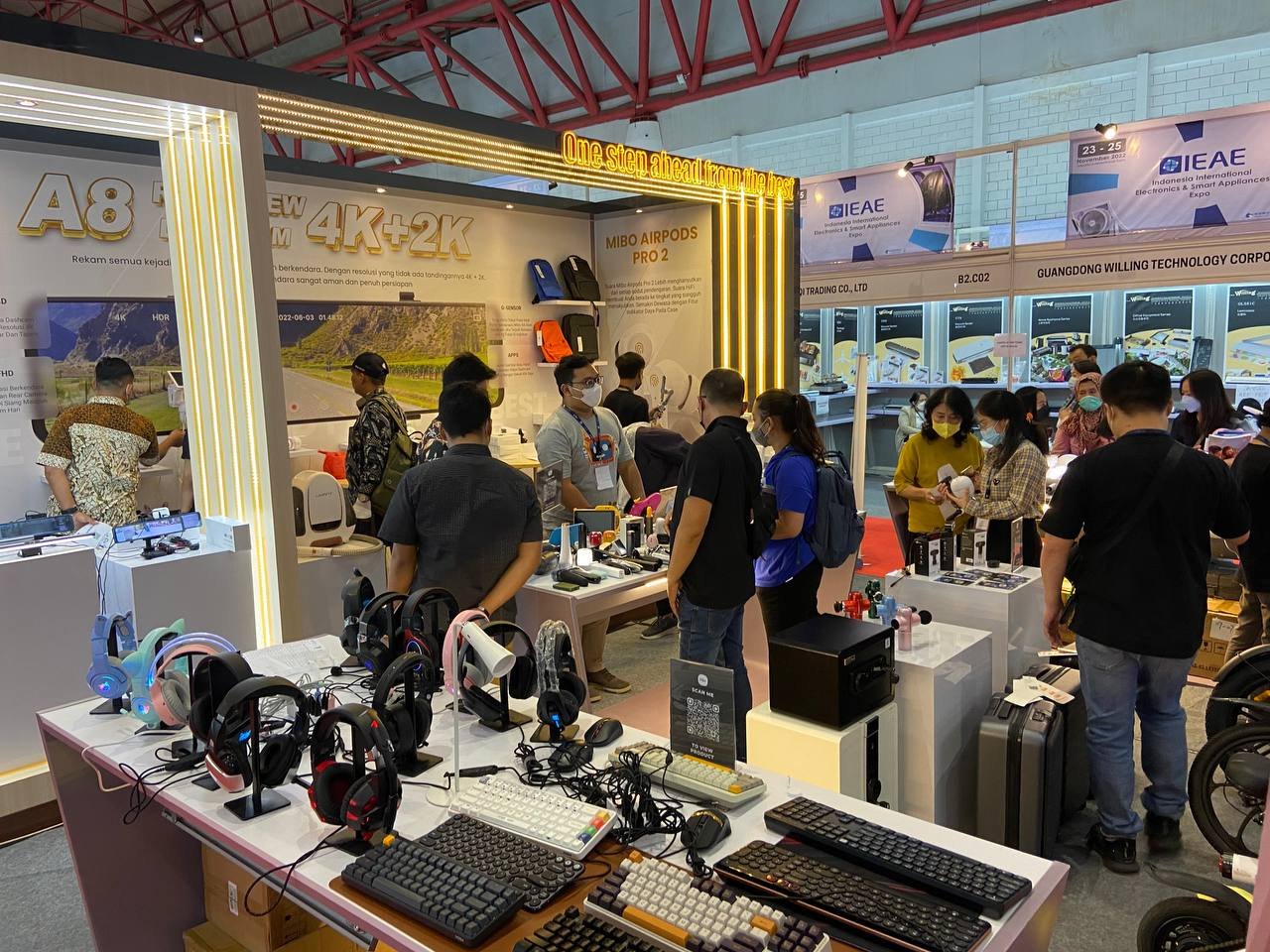 MIBO booth overview with products